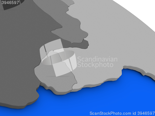 Image of Uruguay on political Earth model