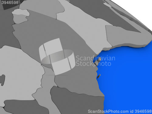 Image of Tanzania on political Earth model