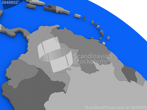 Image of Colombia and Venezuela on political Earth model