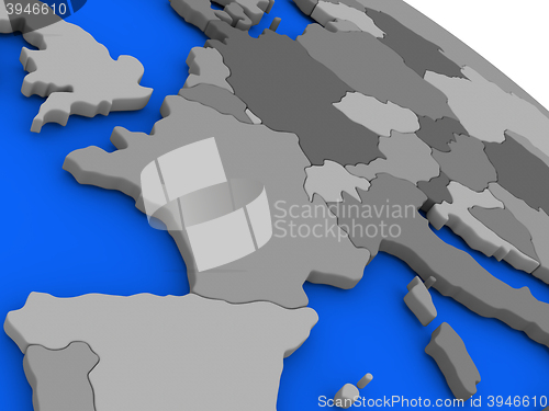 Image of France on political Earth model