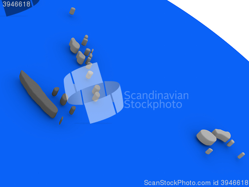 Image of New Caledonia, Fiji and Vanuatu on political Earth model