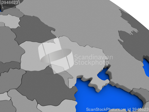 Image of Ukraine on political Earth model