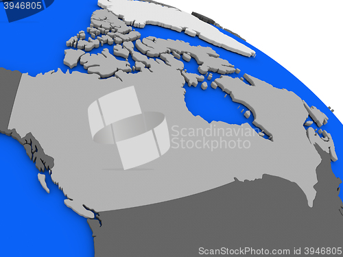 Image of Canada on political Earth model