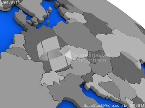 Image of Central Europe on political Earth model