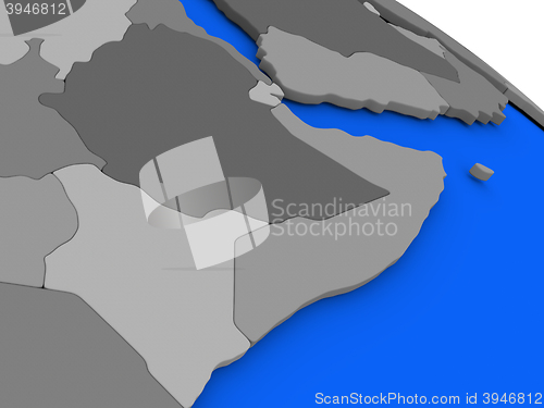 Image of Somalia and Ethiopia on political Earth model