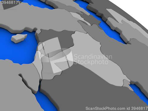 Image of Israel, Lebanon, Jordan, Syria and Iraq region on political Eart