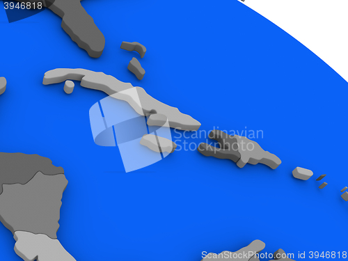 Image of North Caribbean on political Earth model