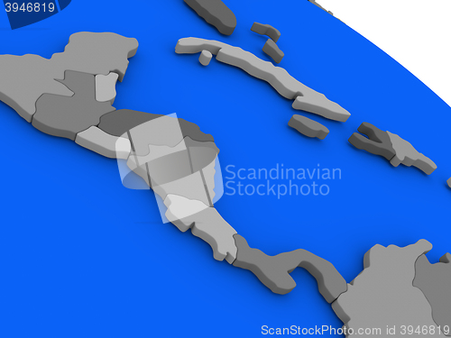 Image of Central America on political Earth model