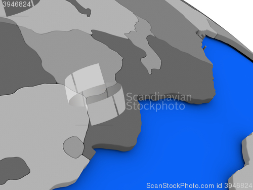 Image of Mozambique and Zimbabwe on political Earth model