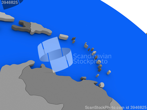 Image of South Caribbean on political Earth model