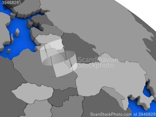 Image of East Europe on political Earth model