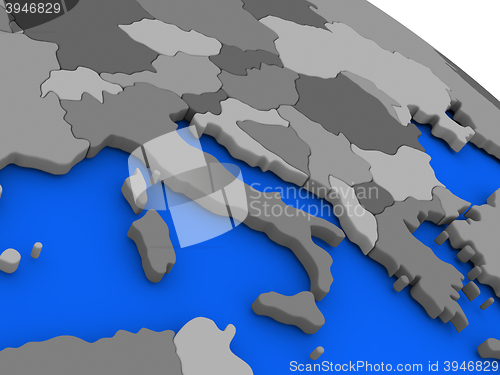 Image of Italy on political Earth model