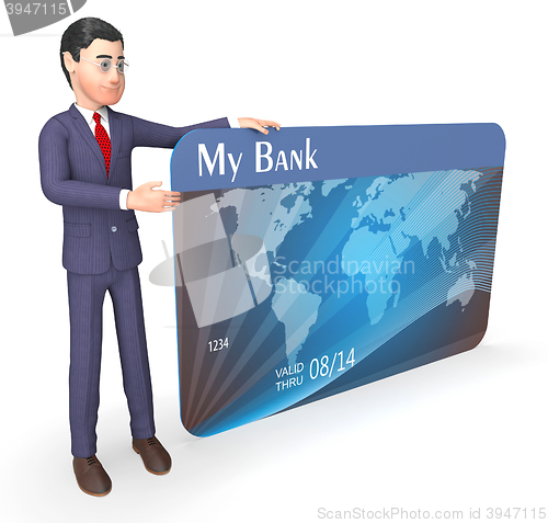 Image of Credit Card Indicates Business Person And Bank 3d Rendering