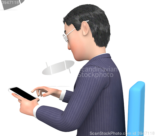 Image of Character Businessman Represents Phone Call And Calling 3d Rende