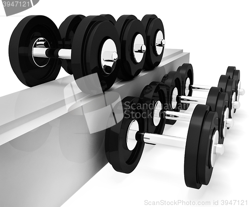 Image of Exercise Gym Represents Workout Equipment And Exercises 3d Rende