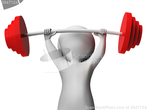 Image of Weight Lifting Represents Workout Equipment And Athletic 3d Rend