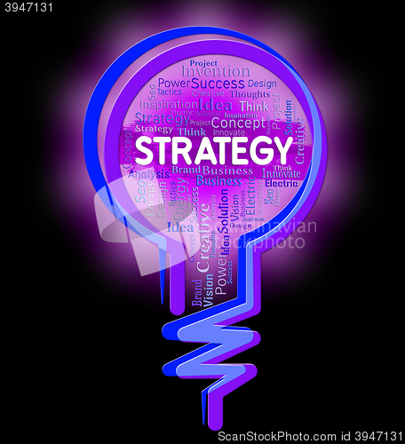 Image of Strategy Lightbulb Indicates Planning Plan And Tactic