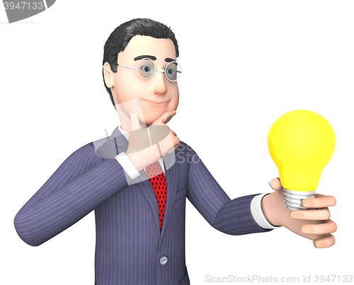 Image of Businessman Character Shows Power Source And Thoughts 3d Renderi