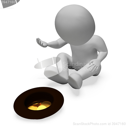 Image of Begging Coins Means Financial Cash And Needy 3d Rendering