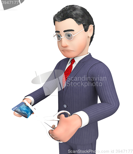 Image of Credit Card Represents Business Person And Bankruptcy 3d Renderi