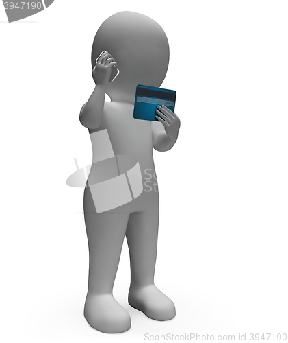 Image of Credit Card Indicates Currency Spending And Render 3d Rendering