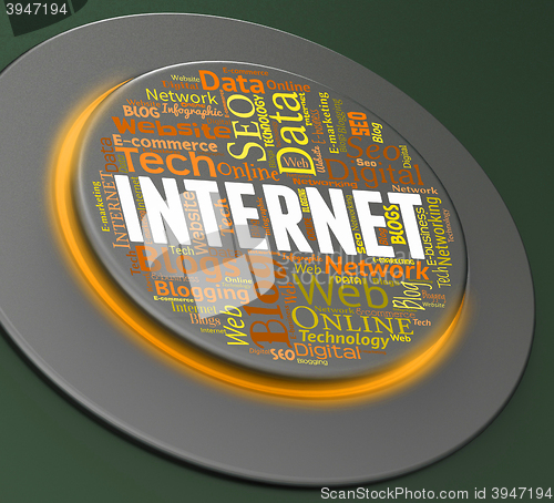 Image of Internet Button Represents Web Site And Control