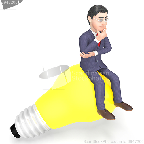 Image of Lightbulb Thinking Indicates Power Source And Character 3d Rende