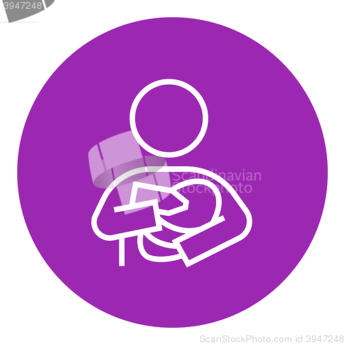 Image of Woman nursing baby line icon.