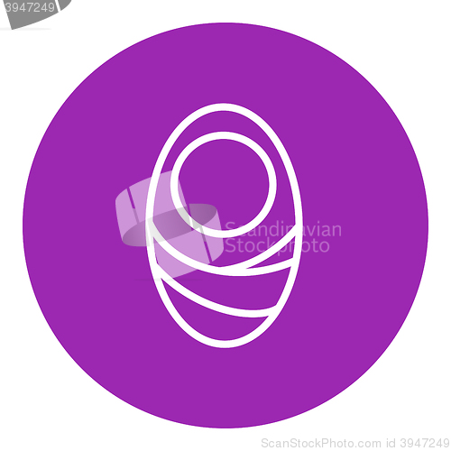 Image of Infant wrapped in swaddling clothes line icon.