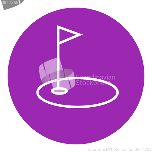 Image of Golf hole with flag line icon.