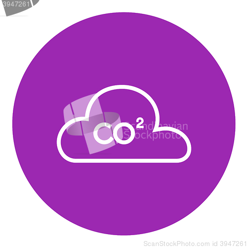 Image of CO2 sign in cloud line icon.