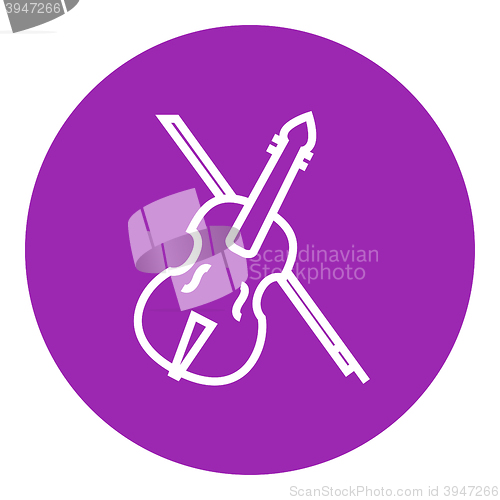 Image of Violin with bow line icon.