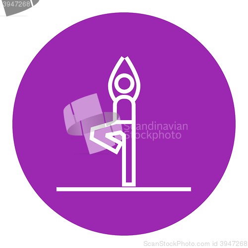 Image of Man practicing yoga line icon.