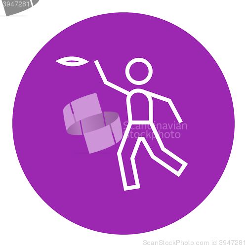 Image of Man playing with flying disc line icon.