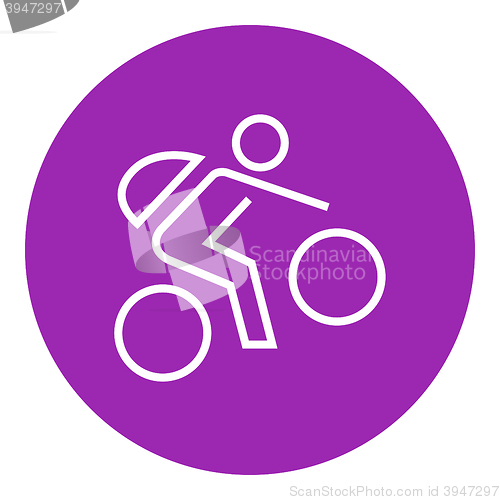 Image of Man riding bike line icon.