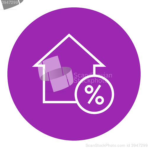 Image of House with discount tag line icon.