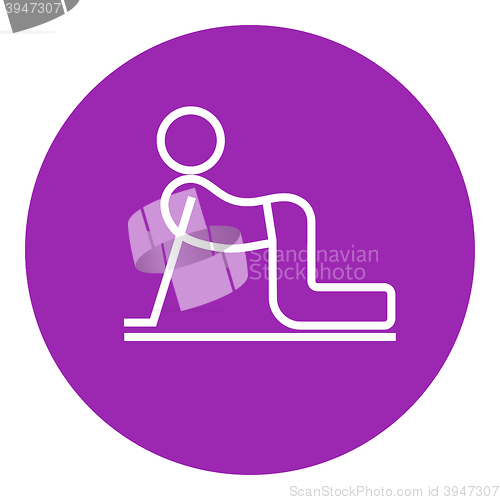 Image of Man practicing yoga line icon.