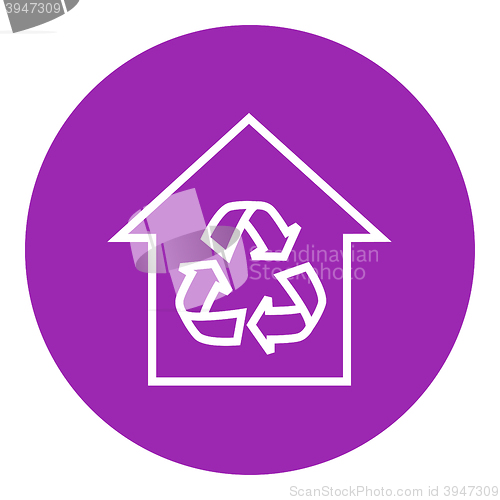 Image of House with recycling symbol line icon.