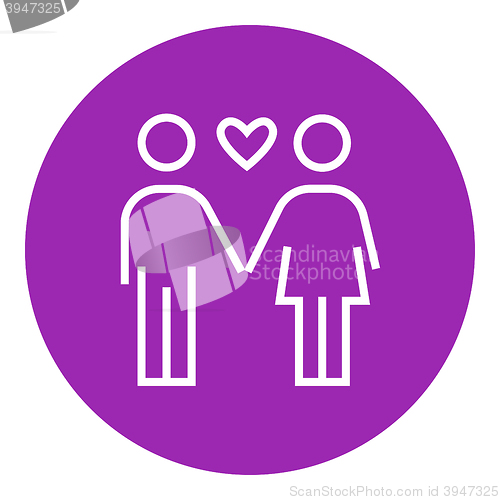 Image of Couple in love line icon.