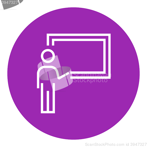 Image of Professor pointing at blackboard line icon.