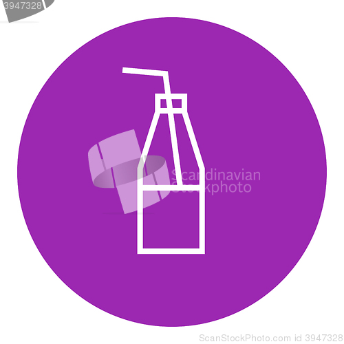 Image of Glass bottle with drinking straw line icon.