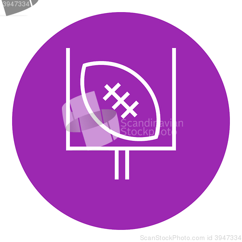 Image of Gate and ball for rugby line icon.