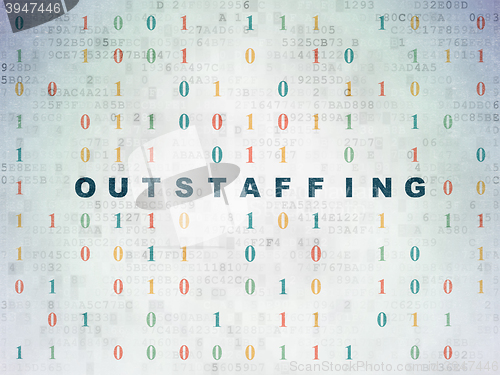 Image of Finance concept: Outstaffing on Digital Data Paper background