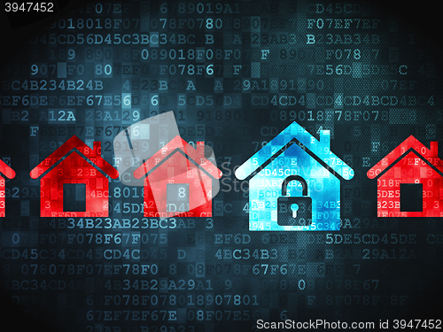 Image of Security concept: Home on digital background