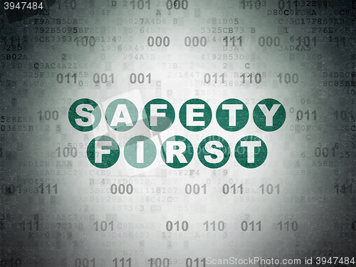 Image of Safety concept: Safety First on Digital Data Paper background