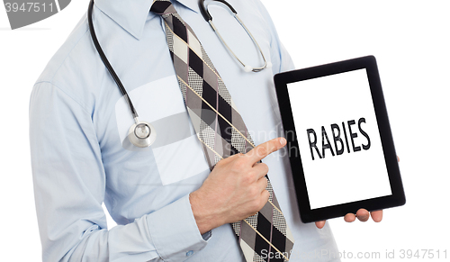 Image of Doctor holding tablet - Rabies