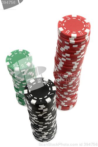 Image of stack of colorful casino chips