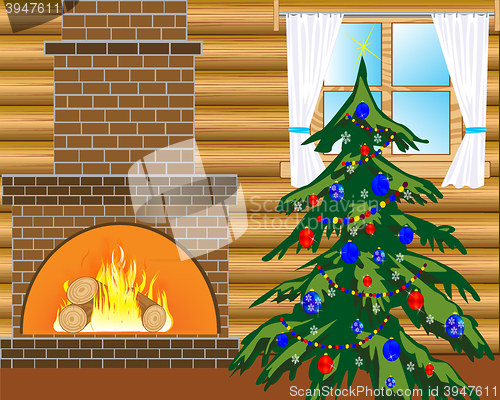 Image of Room with natty fir tree