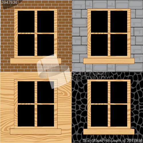 Image of Wooden window in wall