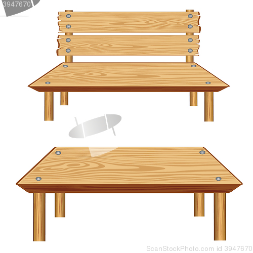 Image of Table and bench from tree